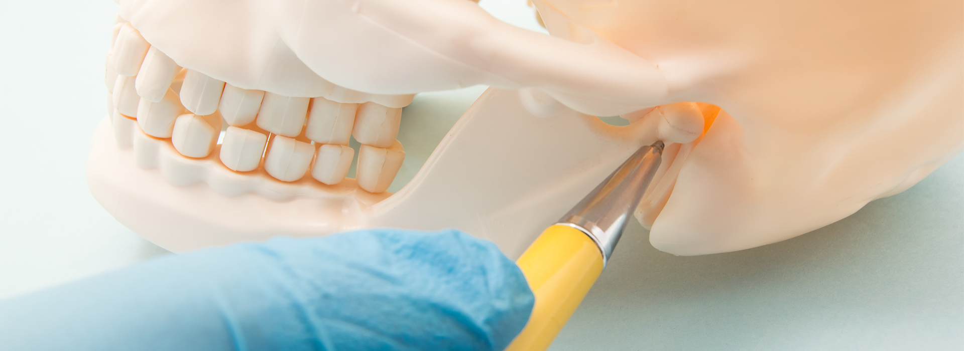 An image showing a dental professional using a drill on a tooth model during a demonstration or training session.